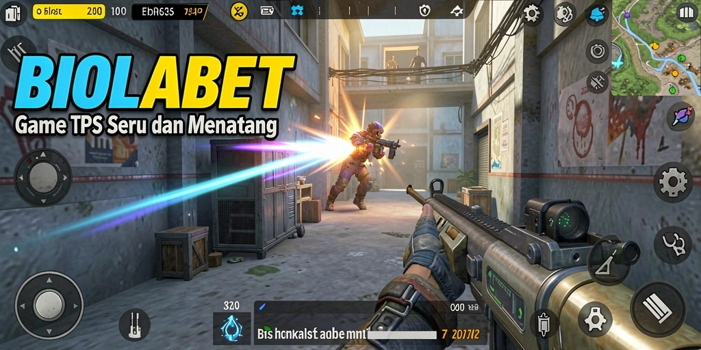 Screenshot gameplay BIOLABET menampilkan aksi tembak-menembak yang intens.