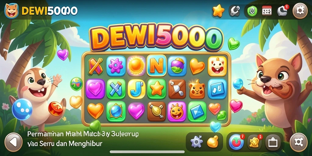 Tangkapan layar gameplay DEWI5000 yang menampilkan aksi Match-3 yang mendebarkan.