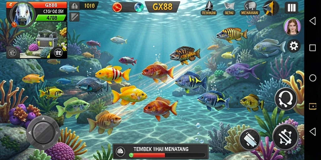 Tampilan menarik dari gameplay Tembak Ikan GX88 yang seru.
