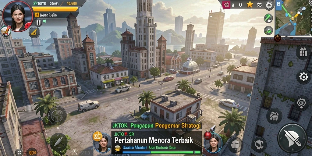 Tampilan gameplay JKTOK yang menegangkan dalam pertarungan Tower Defense.