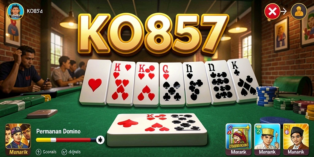 Screenshot gameplay KO857 menampilkan pertarungan domino yang intens dan menarik.