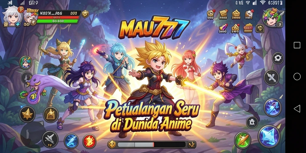 Screenshot gameplay MAU777 yang menampilkan aksi seru karakter Anime.