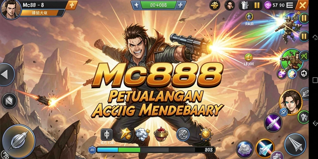 Screenshot gameplay MC888 yang menampilkan pertempuran yang mendebarkan.