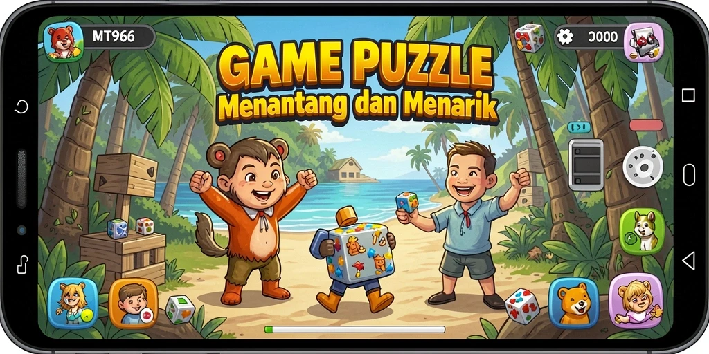 Screenshot gameplay MT966 yang menunjukkan tantangan Puzzle seru.