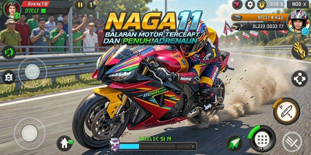 Gameplay NAGA11 menampilkan balapan motor yang menarik dan penuh aksi.