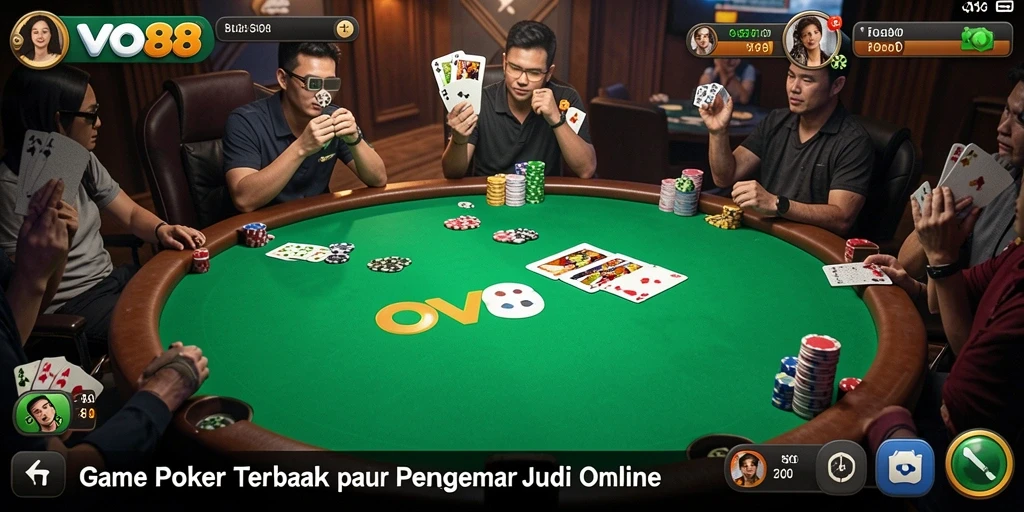 Tampilan gameplay Poker yang menegangkan dan seru di OVO88.