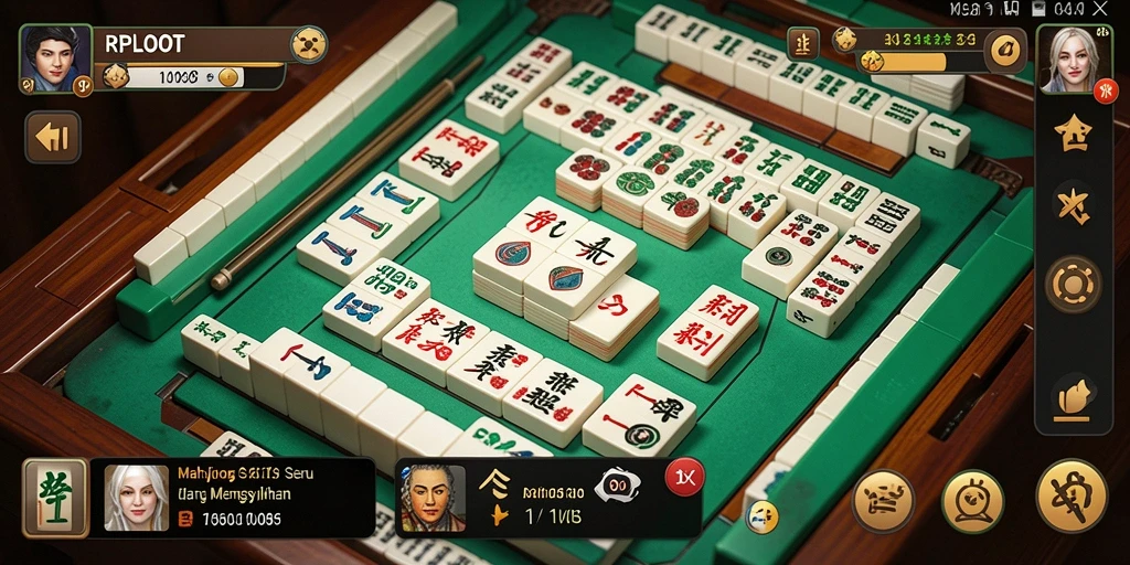Screenshot gameplay RPLOOT menampilkan kemeriahannya bermain Mahjong.