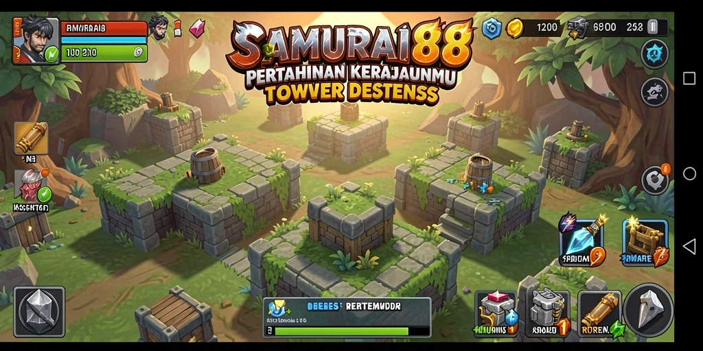 Tangkapan layar SAMURAI88 memperlihatkan aksi menegangkan dalam permainan Tower Defense.
