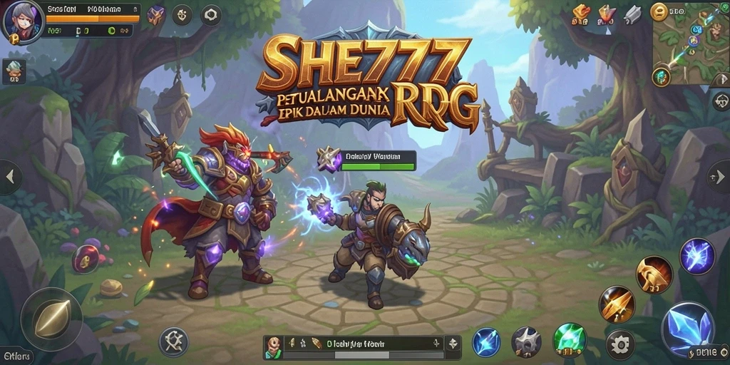 Screenshot menunjukkan aksi pertarungan RPG yang seru dan mendebarkan.