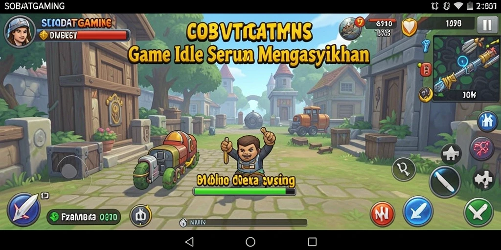 Tampilan gameplay SOBATGAMING dengan karakter yang beraksi secara otomatis.